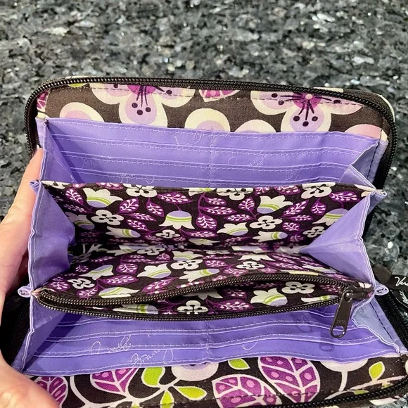 Vera Bradley Purple Floral Nightingale Zip Accordion 8 inch Wallet - Picture 5 of 11